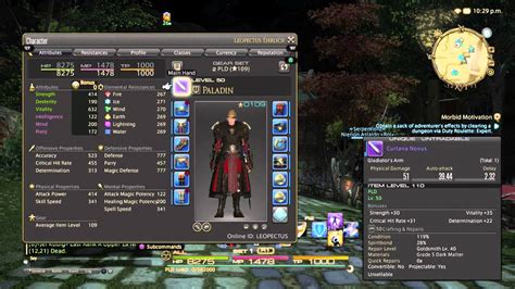 best stats for paladin ff14.